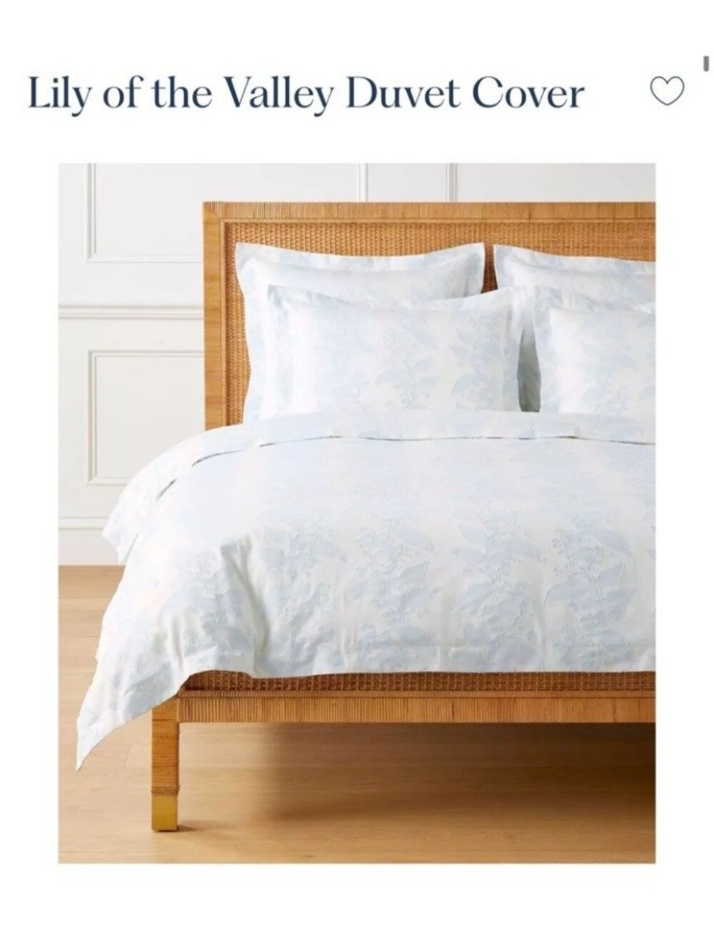 NEW Serena & Lily Lily of the Valley Coastal Duvet Cover (K/CK)-Sky Blue